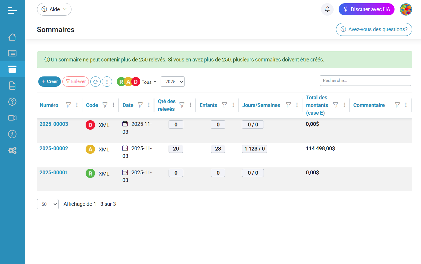 Création du sommaire