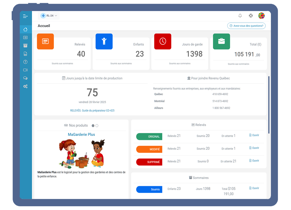 Relevé 24 EN LIGNE Accueil